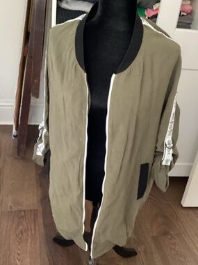 ONLY Olive Jacket with Black Collar and White Piping